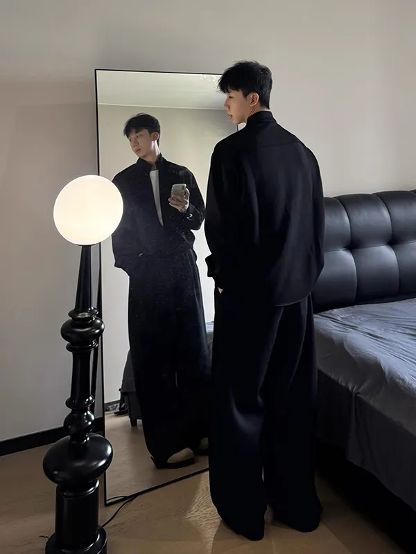 フェイクレイヤード ルーズ 着心地良い カジュアル トップス+ボトムス セットアップ