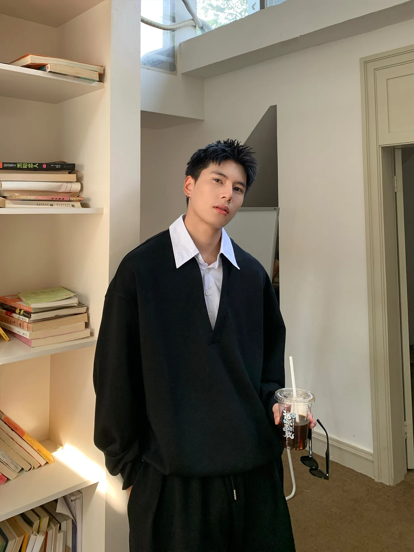 ルーズ 切り替え カジュアル トレンド トレーナー+長ズボン セットアップ