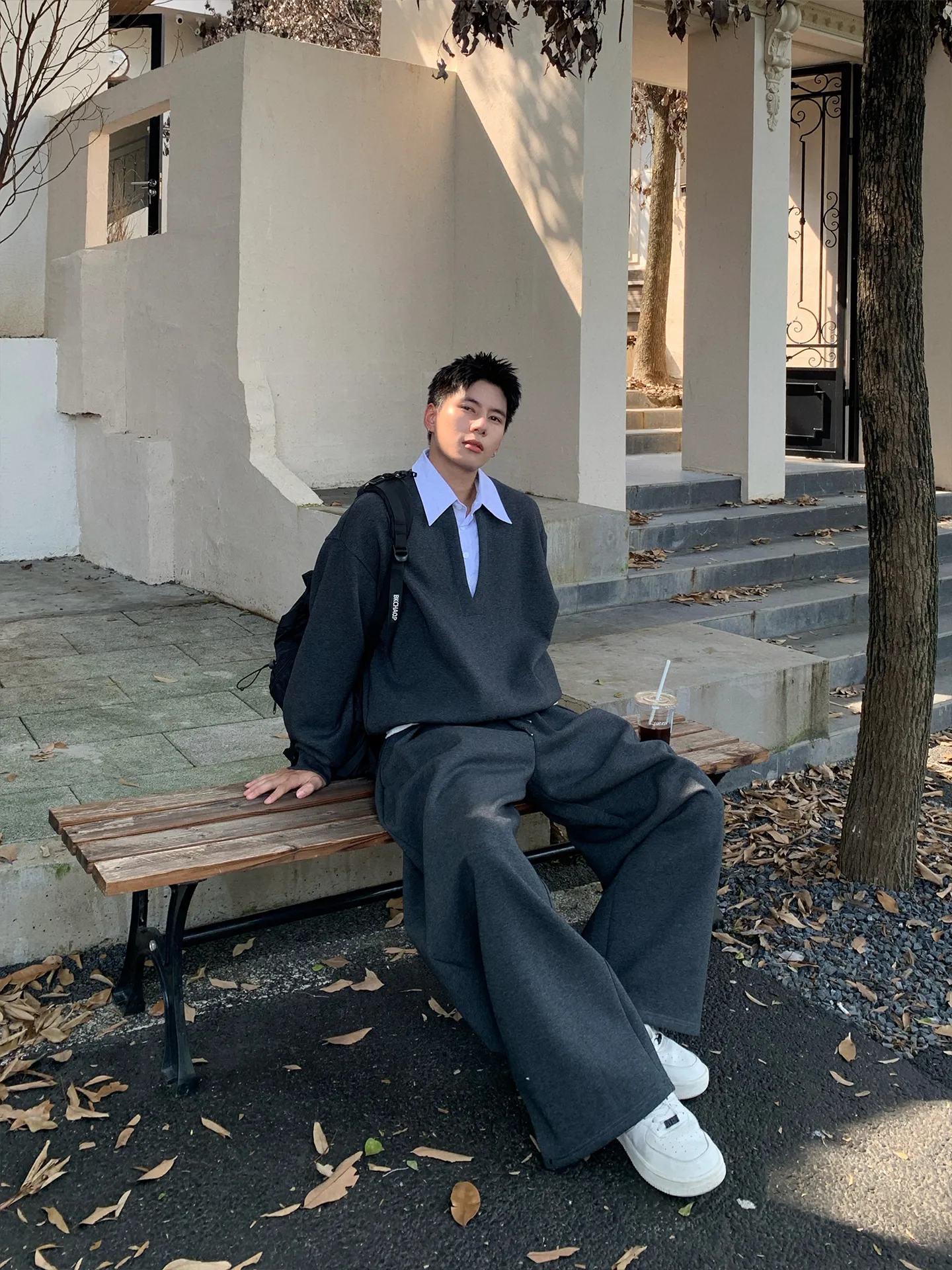 ルーズ 切り替え カジュアル トレンド トレーナー+長ズボン セットアップ