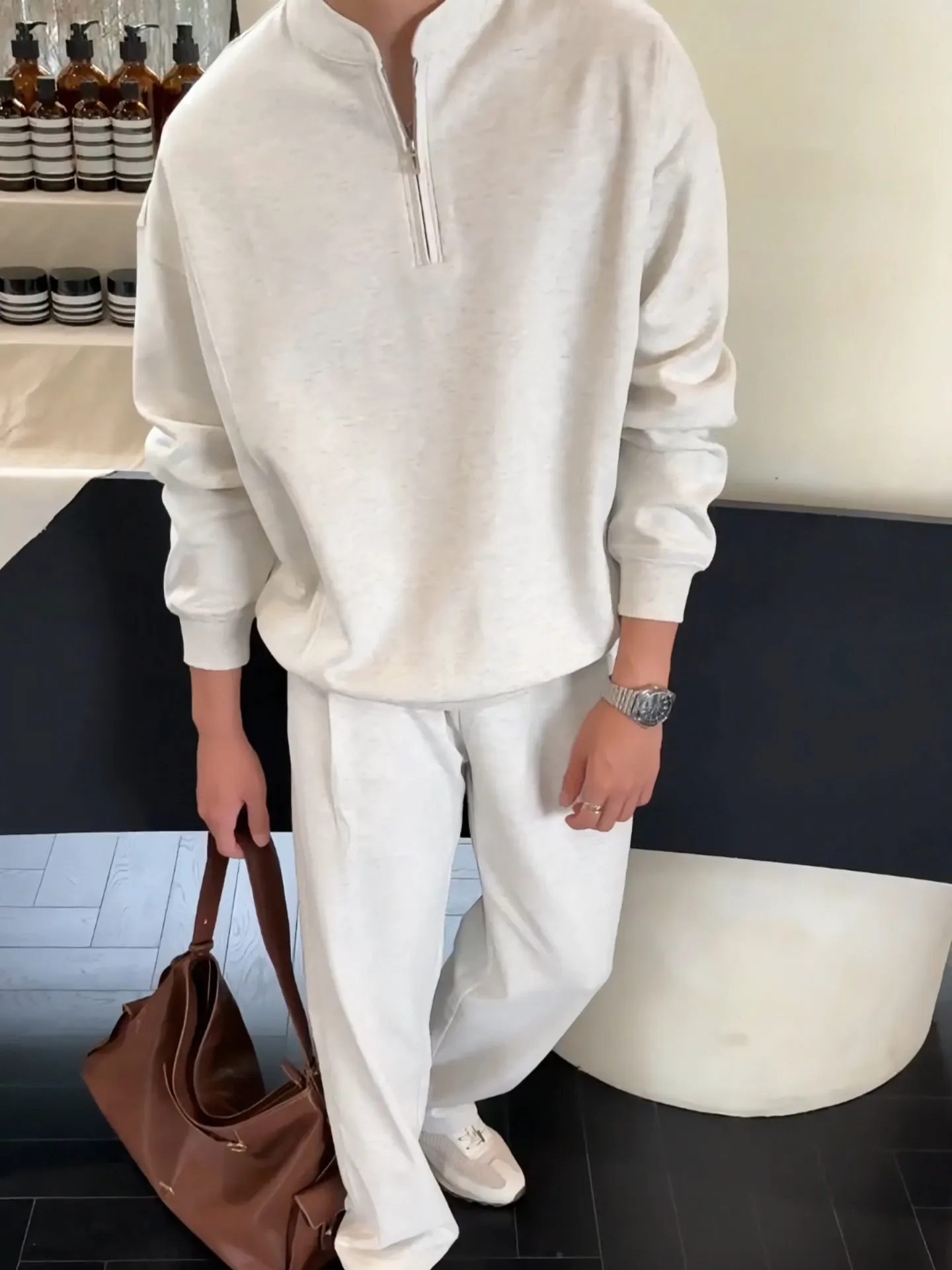 セットアップ トレンド カジュアル スタンドネック トレーナー+長ズボン セット