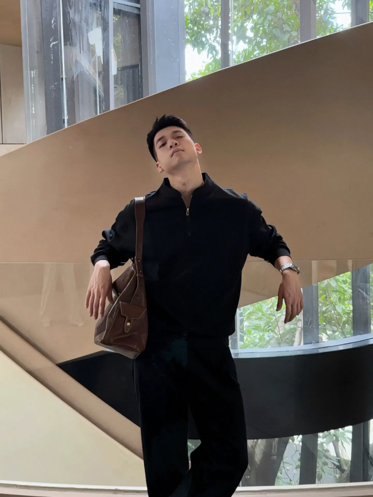 セットアップ トレンド カジュアル スタンドネック トレーナー+長ズボン セット