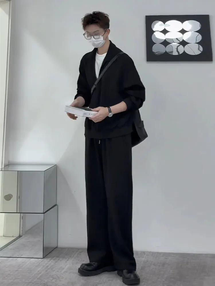 セットアップ デザイン感 折り襟 トレーナー+長ズボン セット