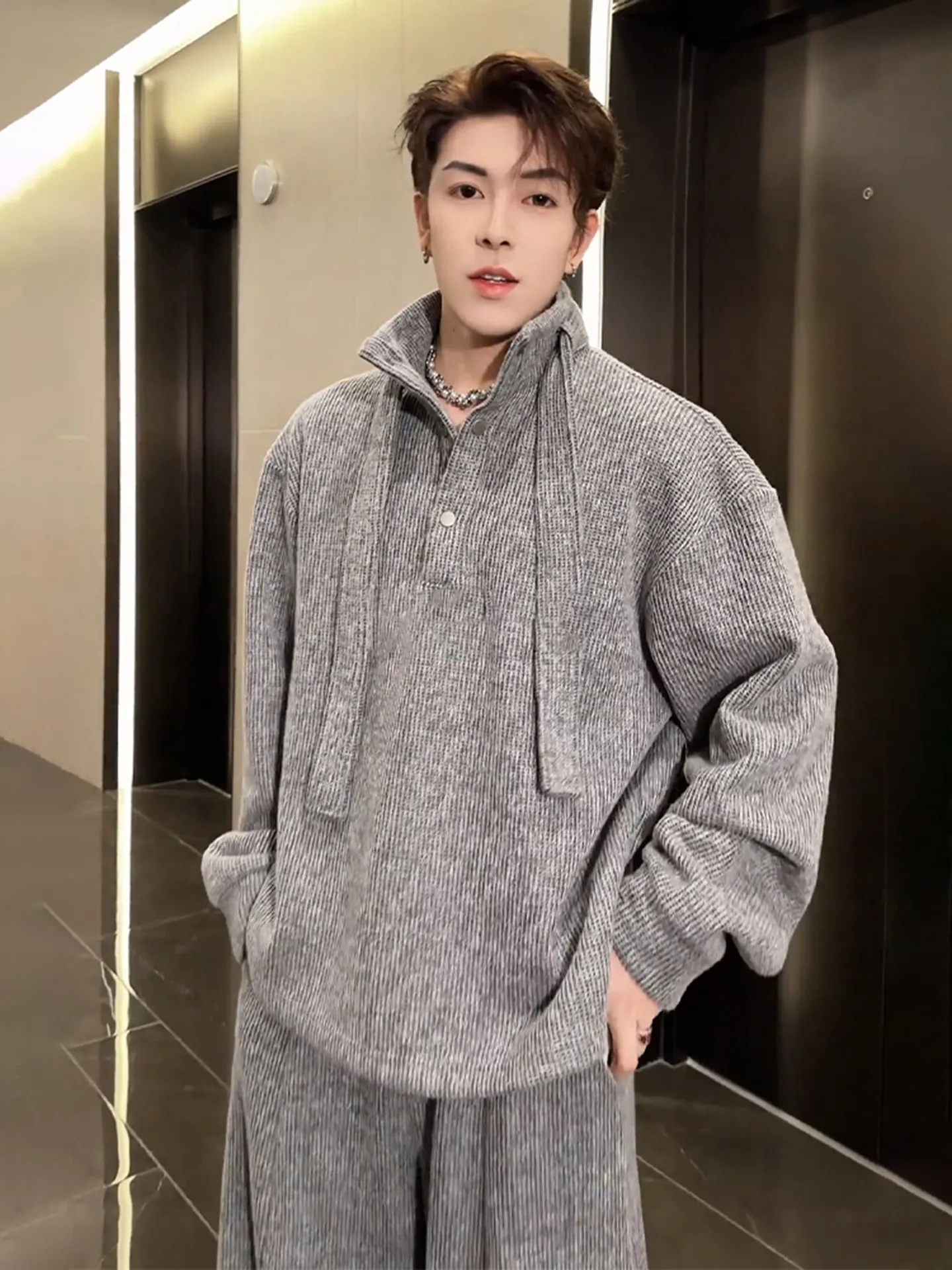 セットアップ トレーナー+カジュアルパンツ ルーズ シンプル 二点セット