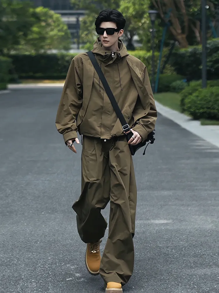 セットアップ カジュアル フード付き ジャケット+ボトムス 二点セット