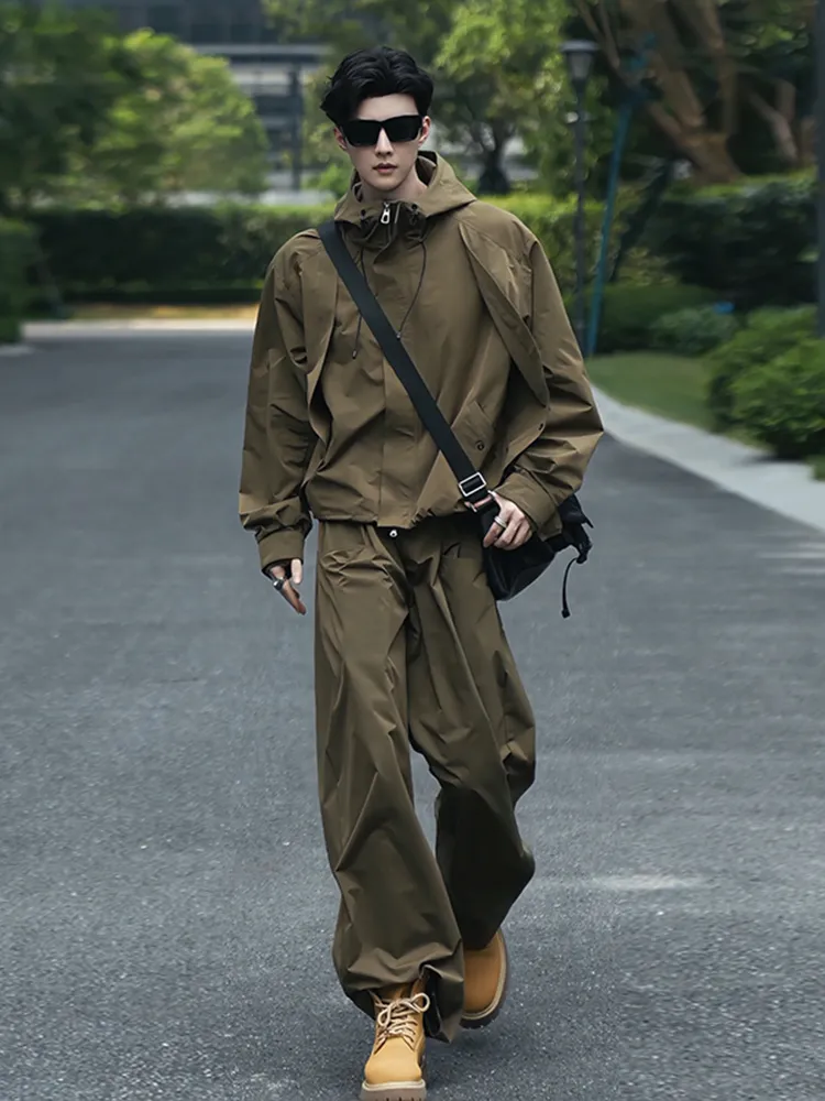 セットアップ カジュアル フード付き ジャケット+ボトムス 二点セット