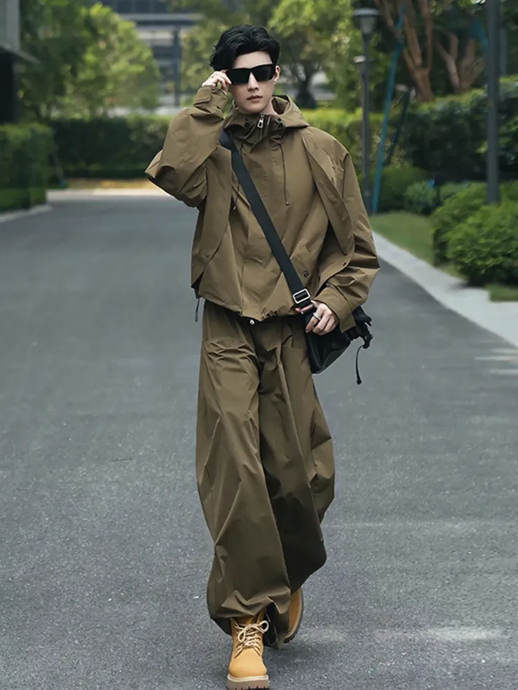 セットアップ カジュアル フード付き ジャケット+ボトムス 二点セット