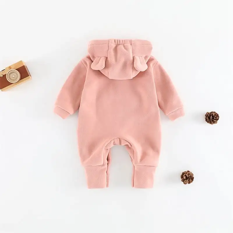 【66-100cm】フード付きペット柄ロンパース