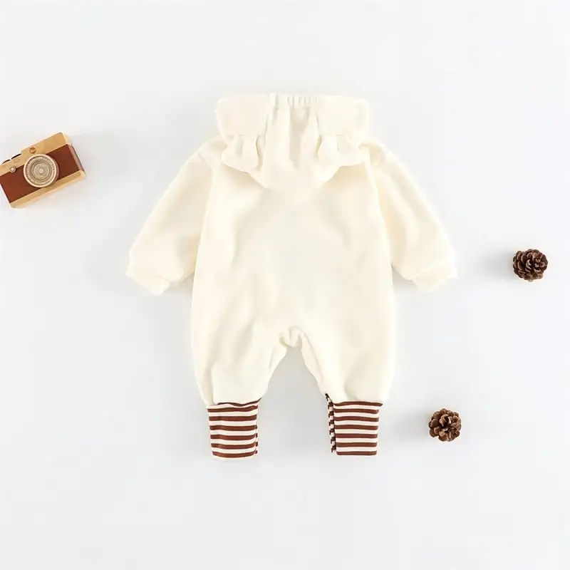 【66-100cm】フード付きペット柄ロンパース