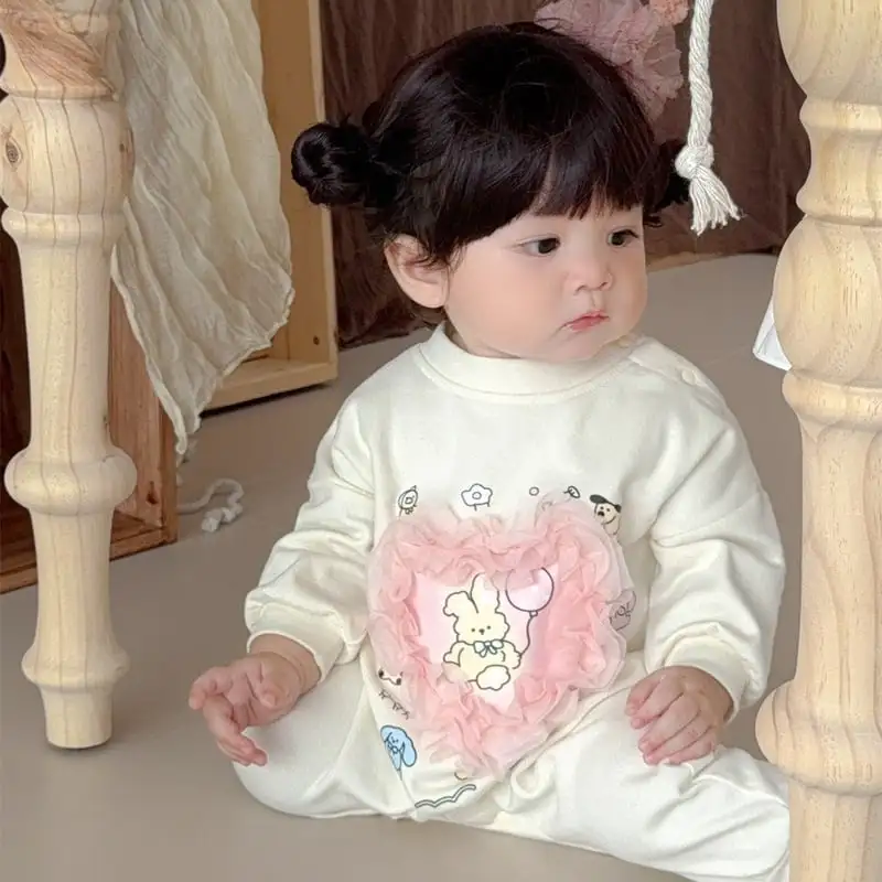 【66-90cm】キュートウサギロンパース