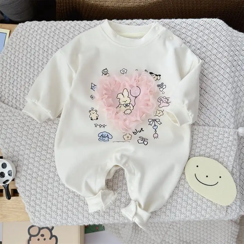 【66-90cm】キュートウサギロンパース