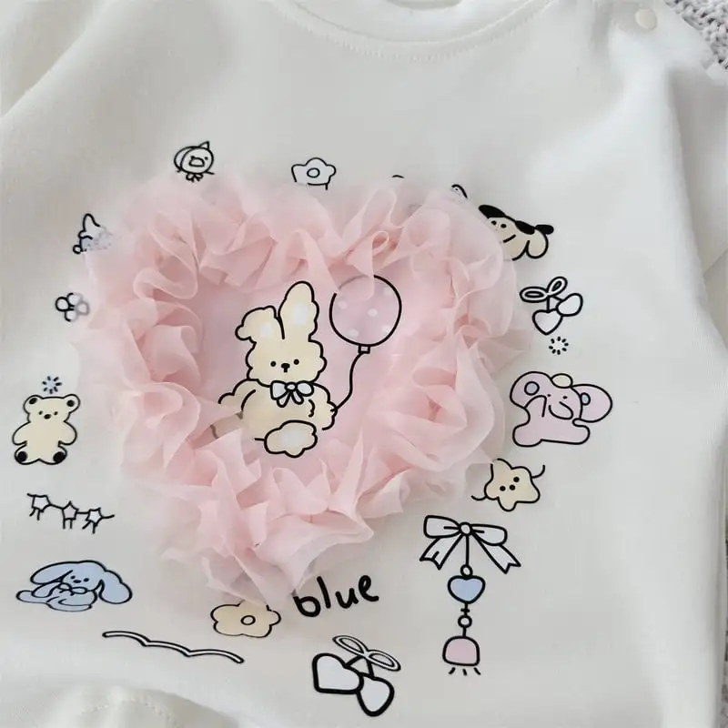 【66-90cm】キュートウサギロンパース