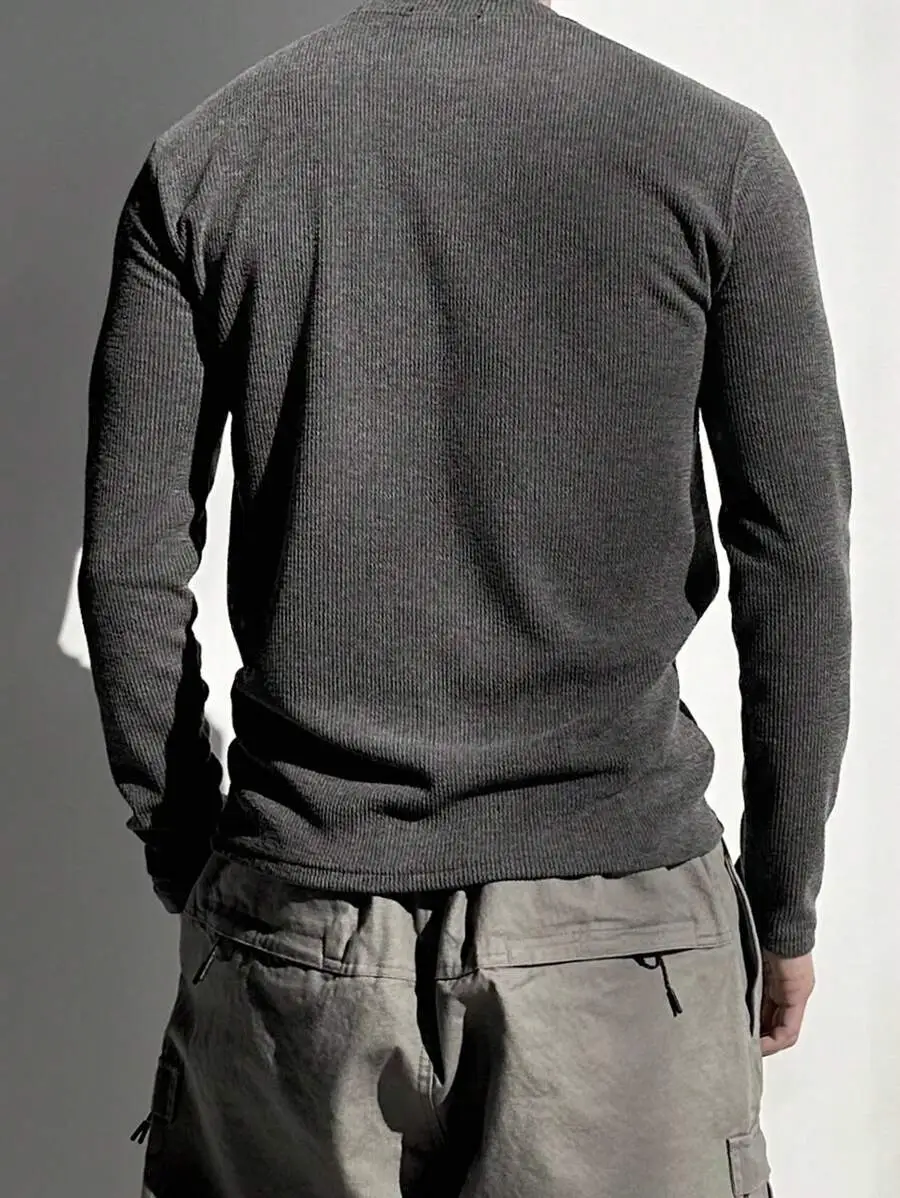 無地 フィッテッド テクスチャー生地 Tシャツ