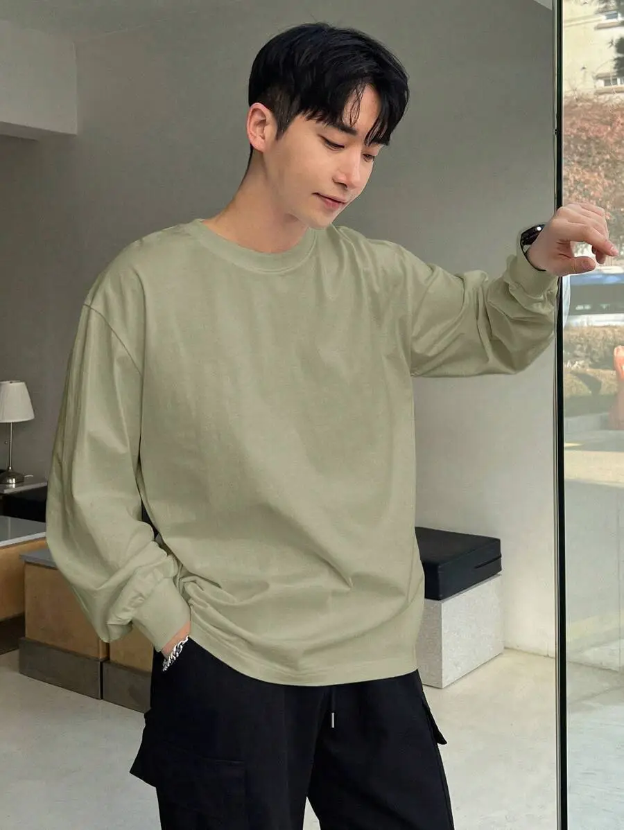 メンズ カジュアル 無地 長袖 Tシャツ