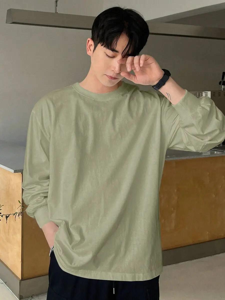 メンズ カジュアル 無地 長袖 Tシャツ