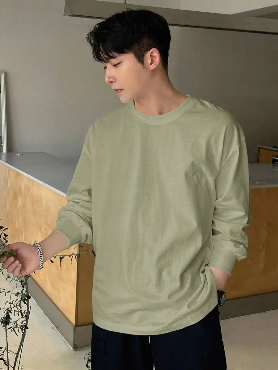 メンズ カジュアル 無地 長袖 Tシャツ