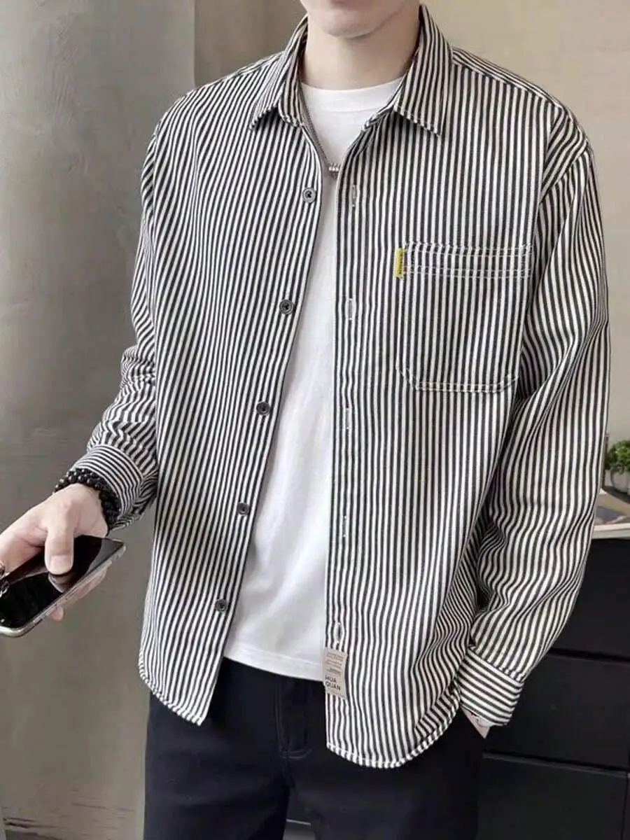 ストライプ ロング シャツ  オフィス カジュアル 通勤