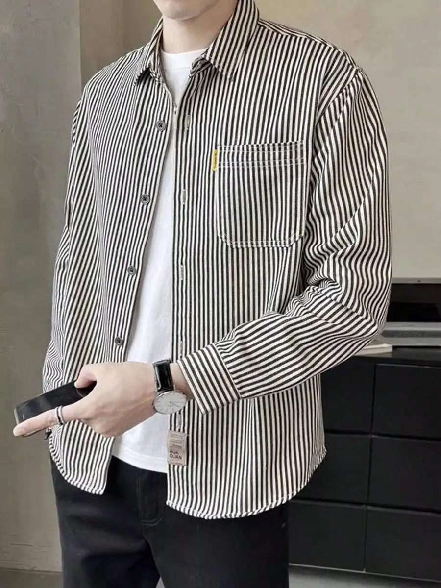 ストライプ ロング シャツ  オフィス カジュアル 通勤
