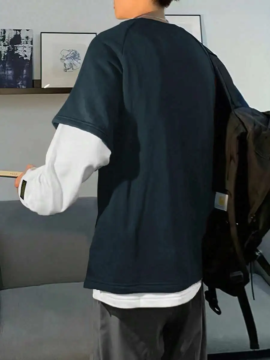 オーバーサイズ メンズ レターパッチ スウェットシャツ