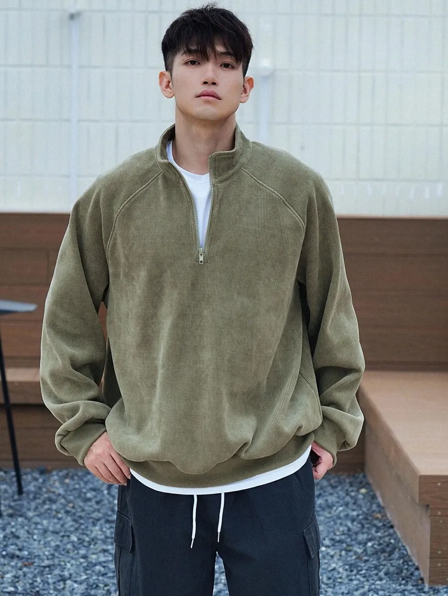 フロントジップ 長袖 シンプル カジュアル トップス