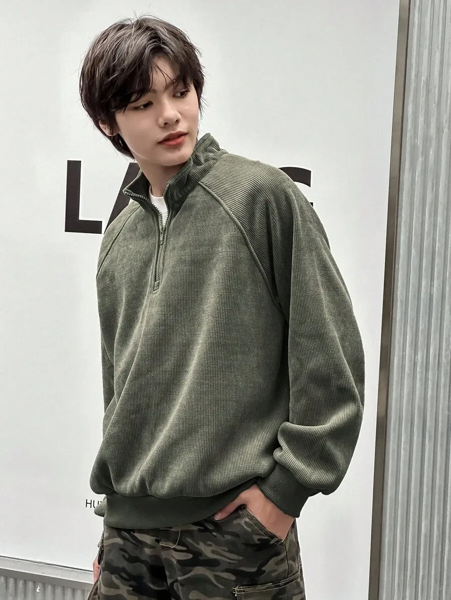 フロントジップ 長袖 シンプル カジュアル トップス