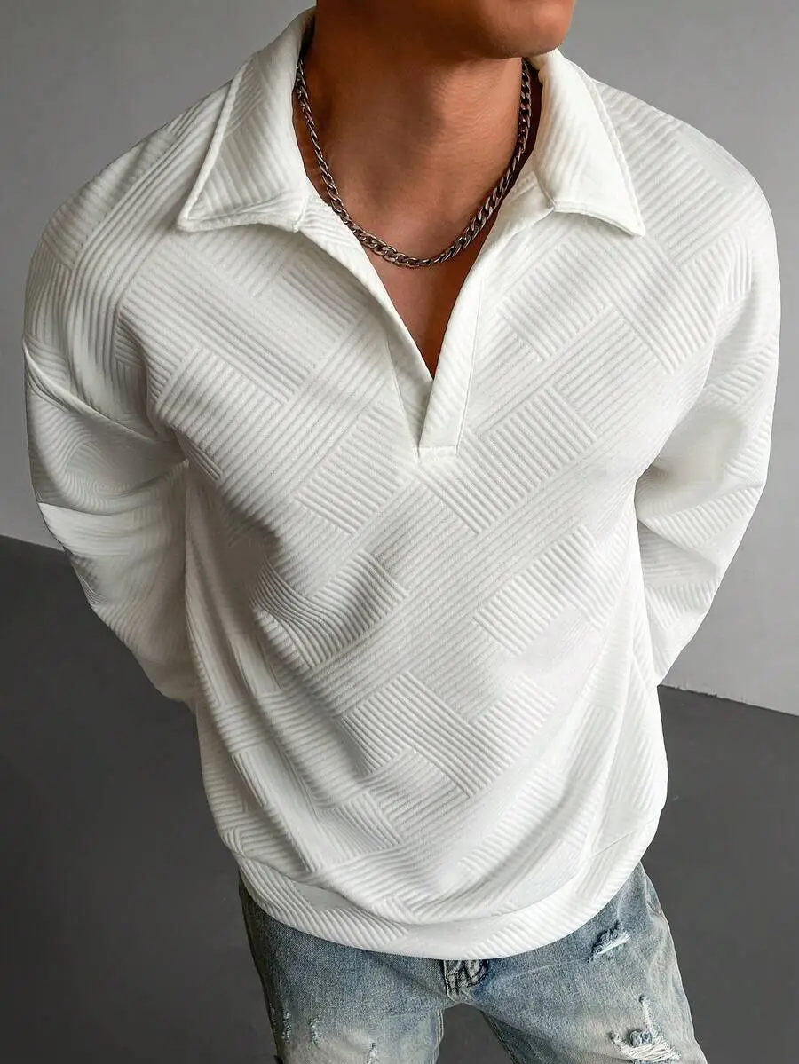 カジュアル ポロネック 無地 スウェットシャツ