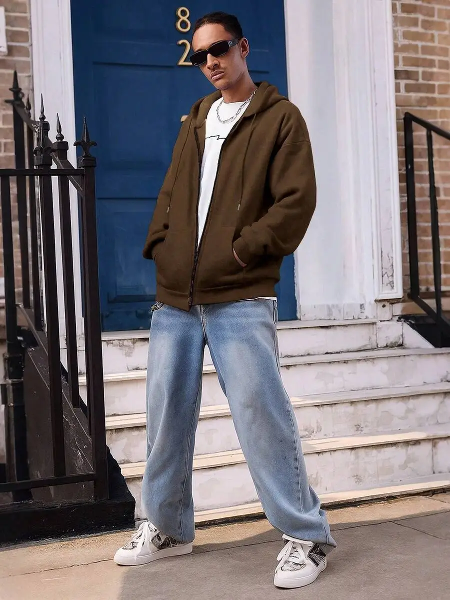 無地 カジュアル 日常着 長袖 フード付きス ウェットシャツ