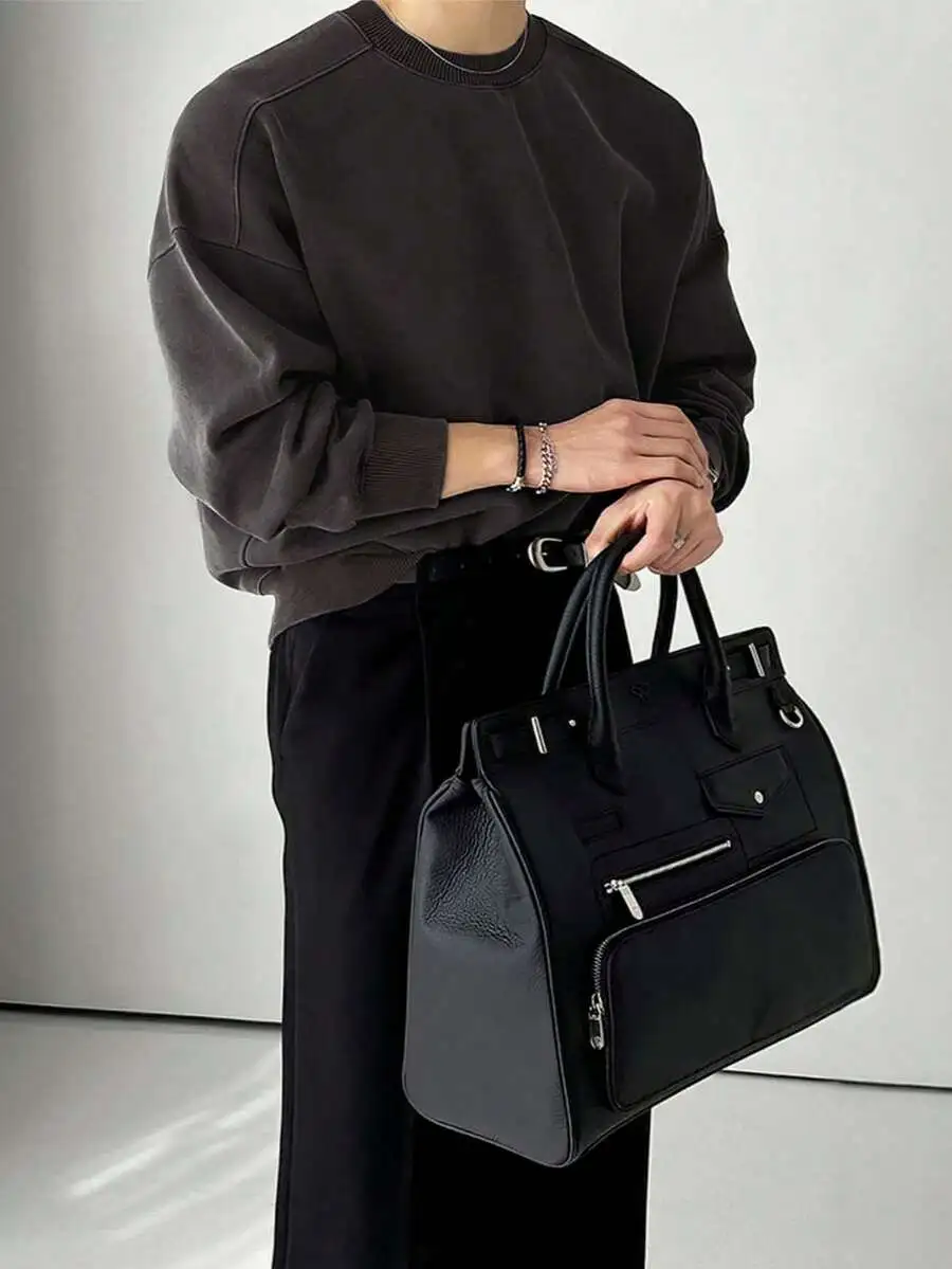 クルーネック メンズ レトロ オーバーサイズ スウェットシャツ