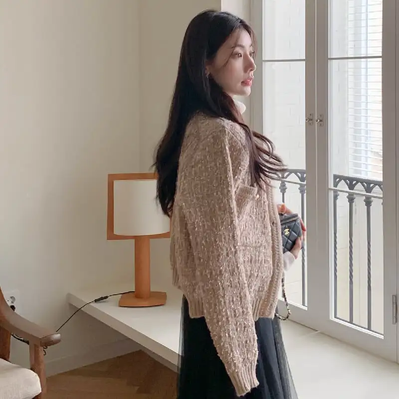 カーディガン ニットセーター シングルブレスト 気質満点