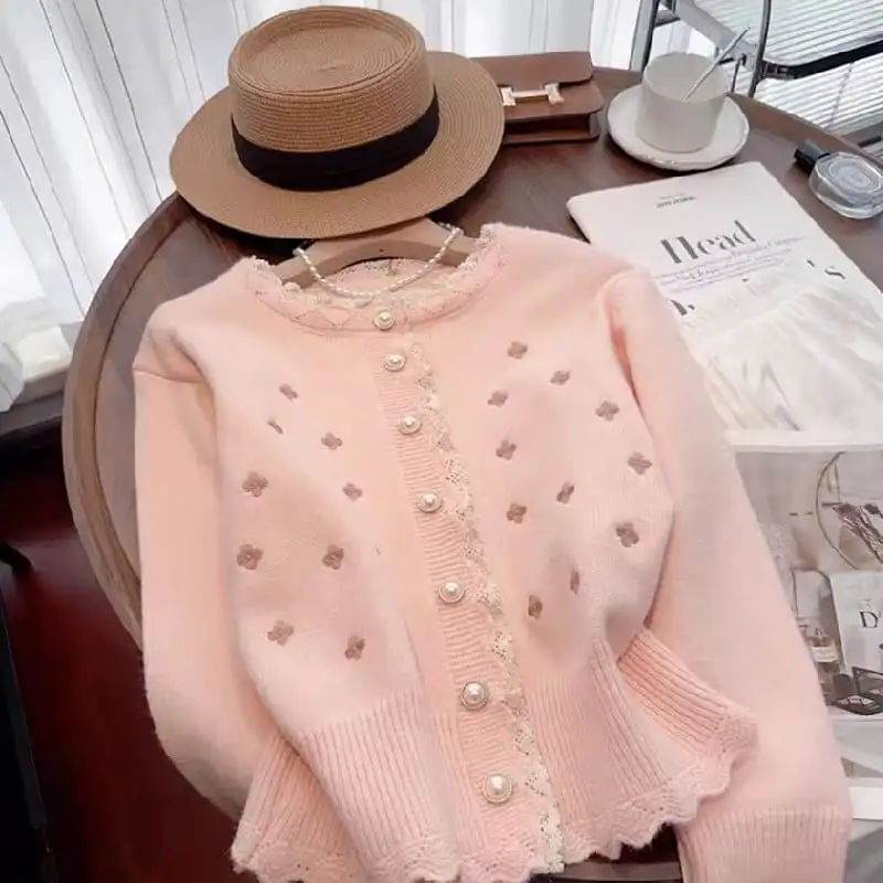 トップス セーター 2色展開 長袖 着心地良い シンプル 刺繡