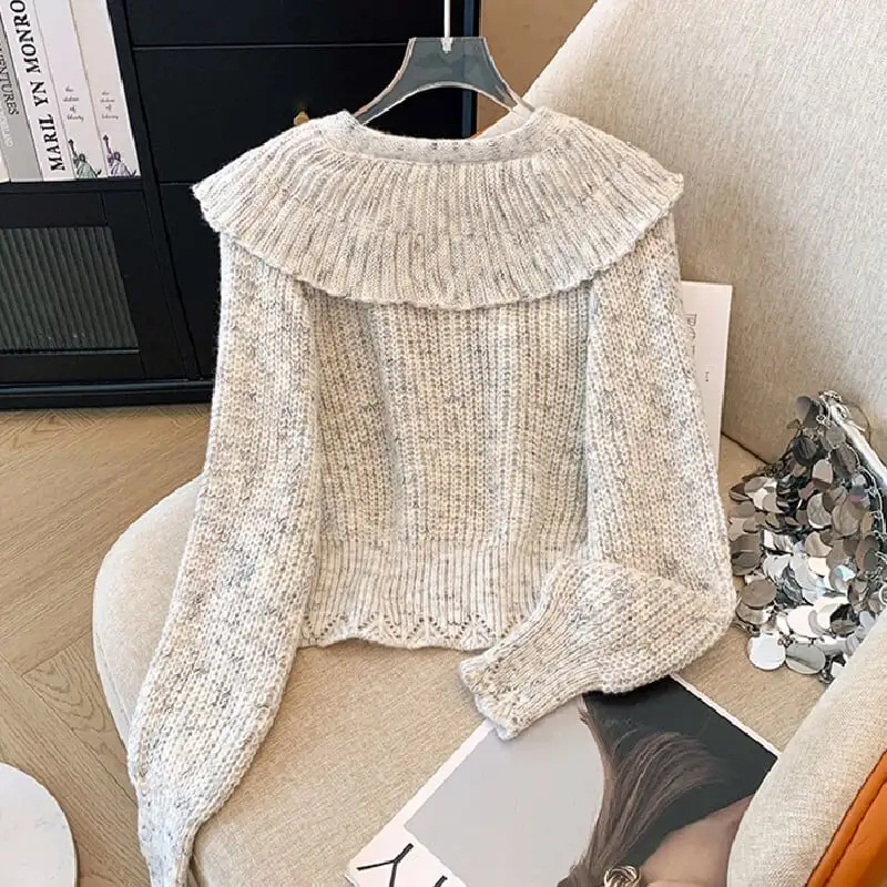 トップス セーター ニット 蝶結び シングルブレスト 長袖