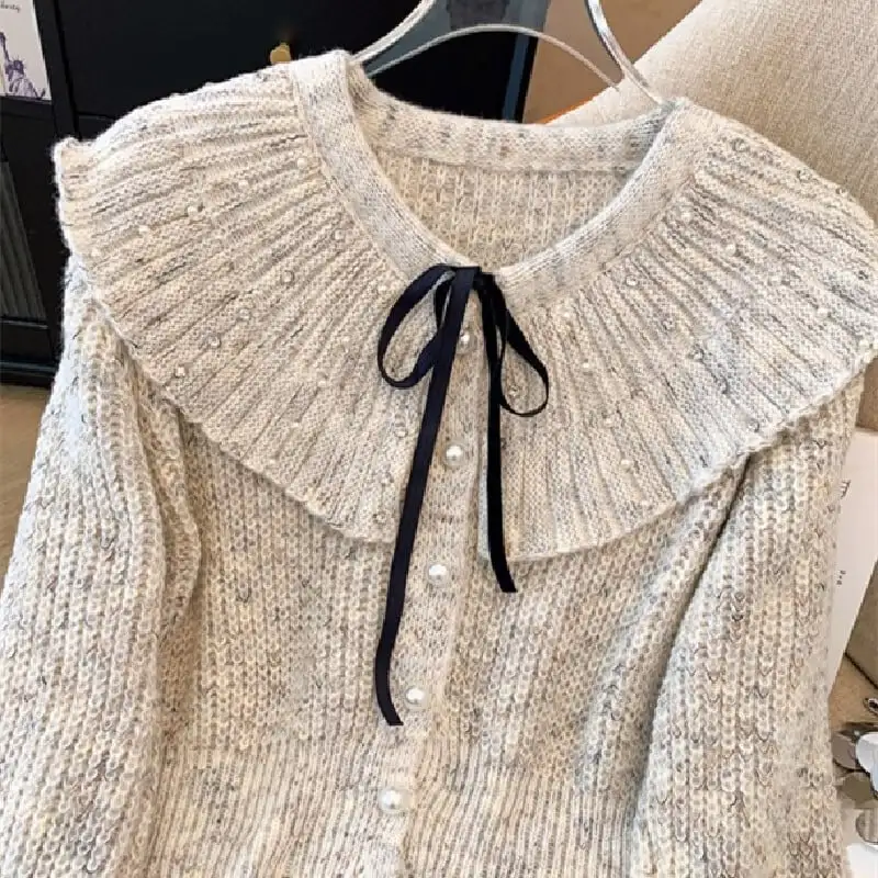 トップス セーター ニット 蝶結び シングルブレスト 長袖