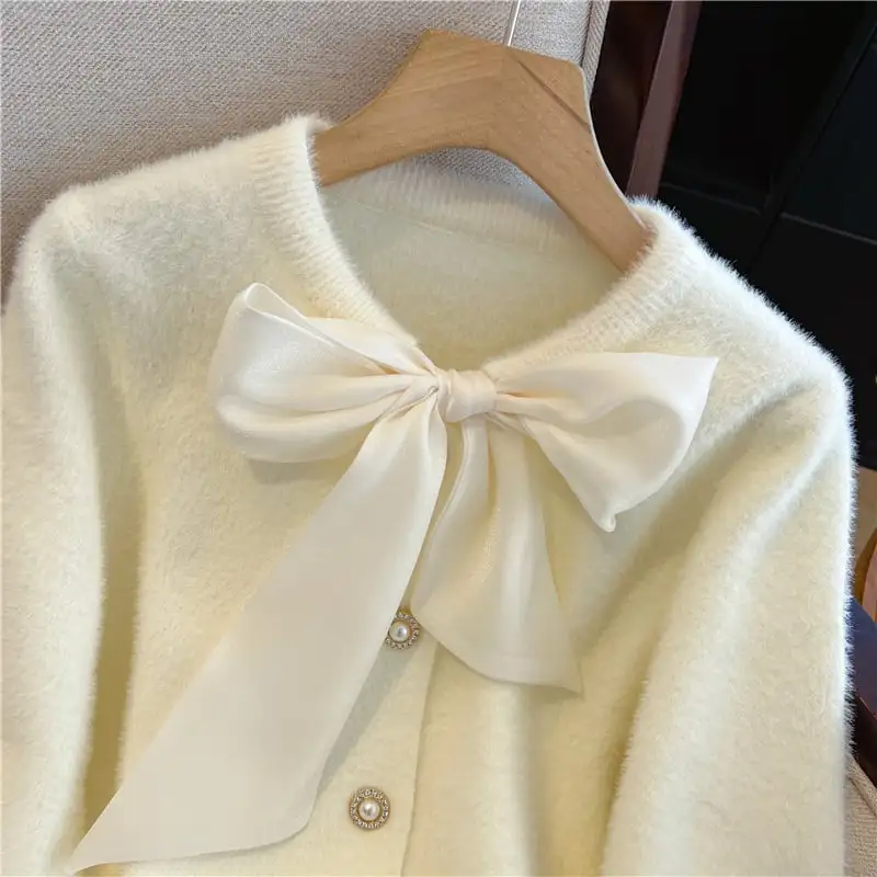 トップス セーター 2色展開 カーディガン 長袖 エレガント ピンク ベージュ S M L XL