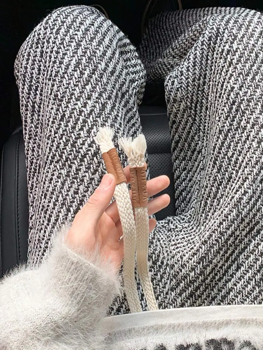 スウェットセットアップ 千鳥格 フード付き ポケット付き 長袖 パーカー ロングパンツ ワイドパンツ セットアップ