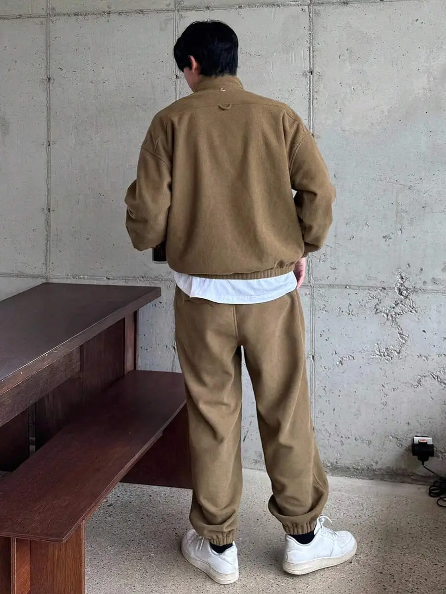 ハーフジップ テクスチャー生地 プルオーバーパーカー セット