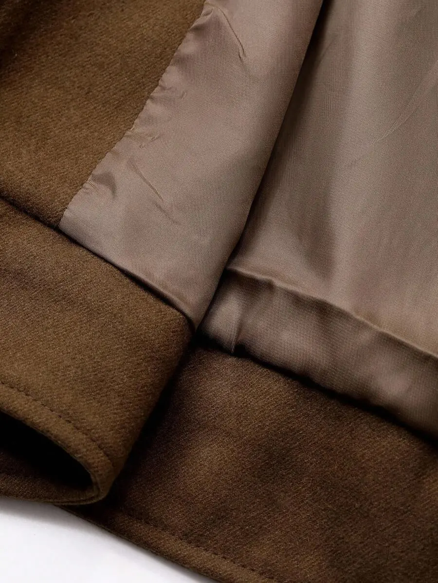 ソリッドカラー ブラウン ショートトップ ストリートスタイル ジャケット ボトムス セットアップ