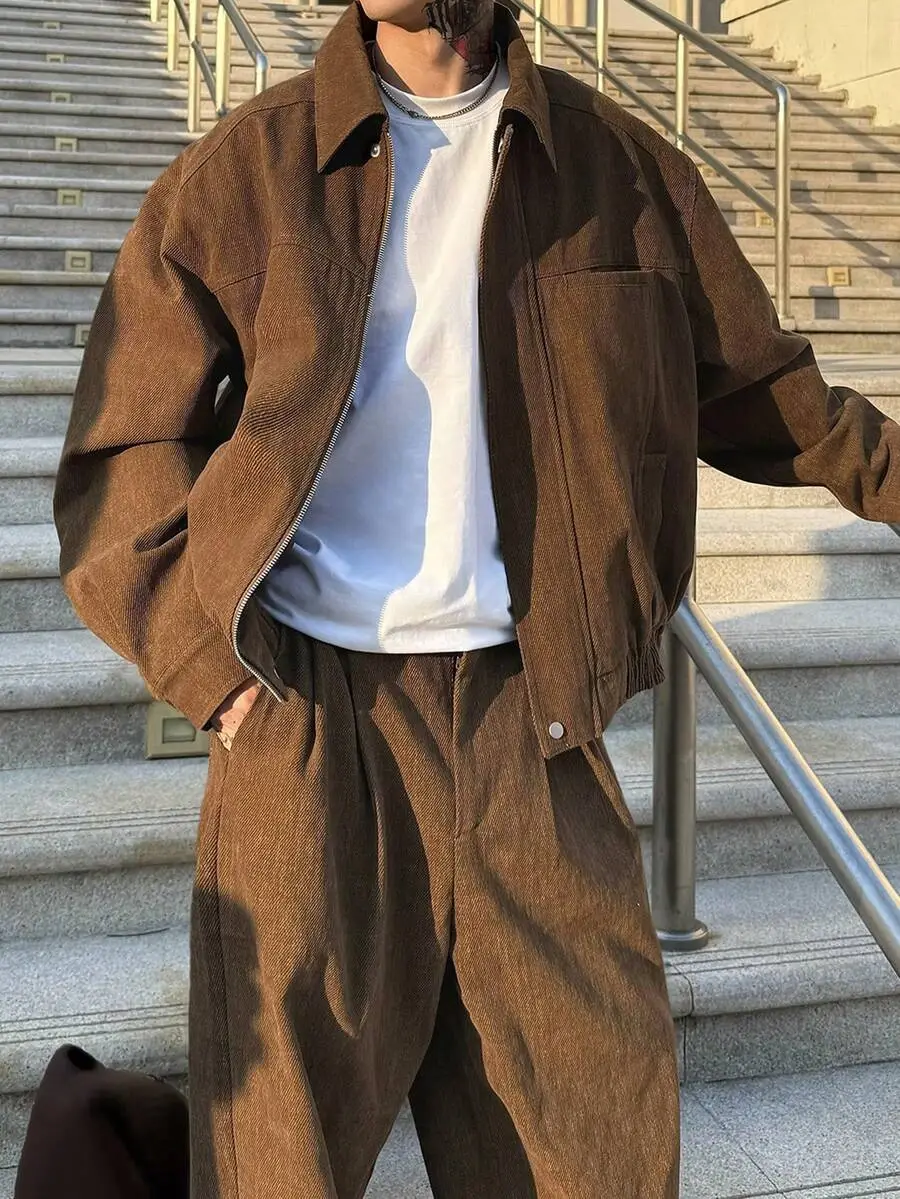 ソリッドカラー ブラウン ショートジャケット セット