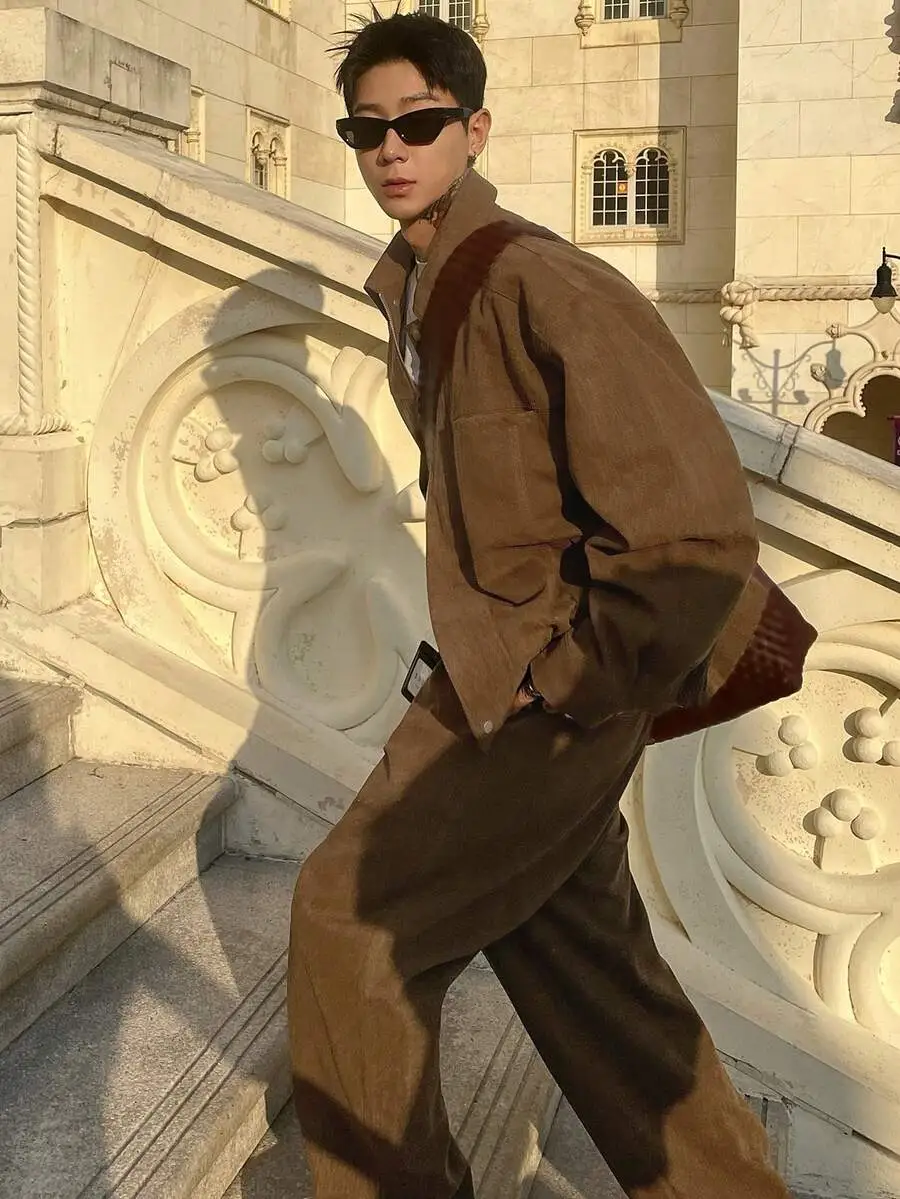 ソリッドカラー ブラウン ショートジャケット セット