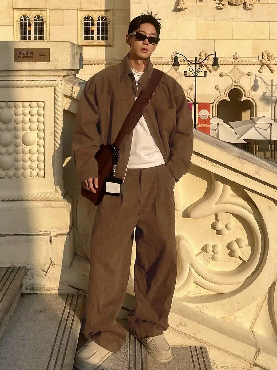 ソリッドカラー ブラウン ショートジャケット セット