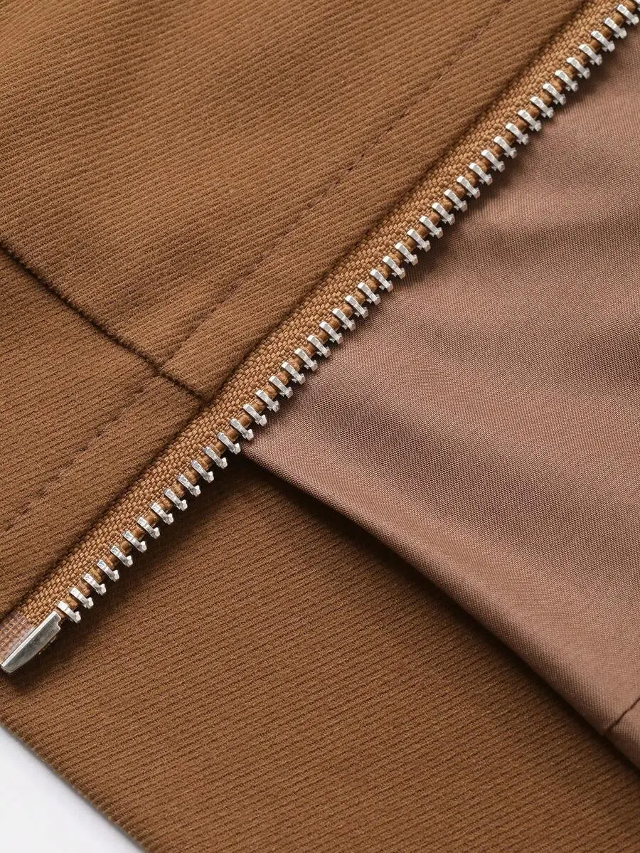 ソリッドカラー ブラウン ショートジャケット セット