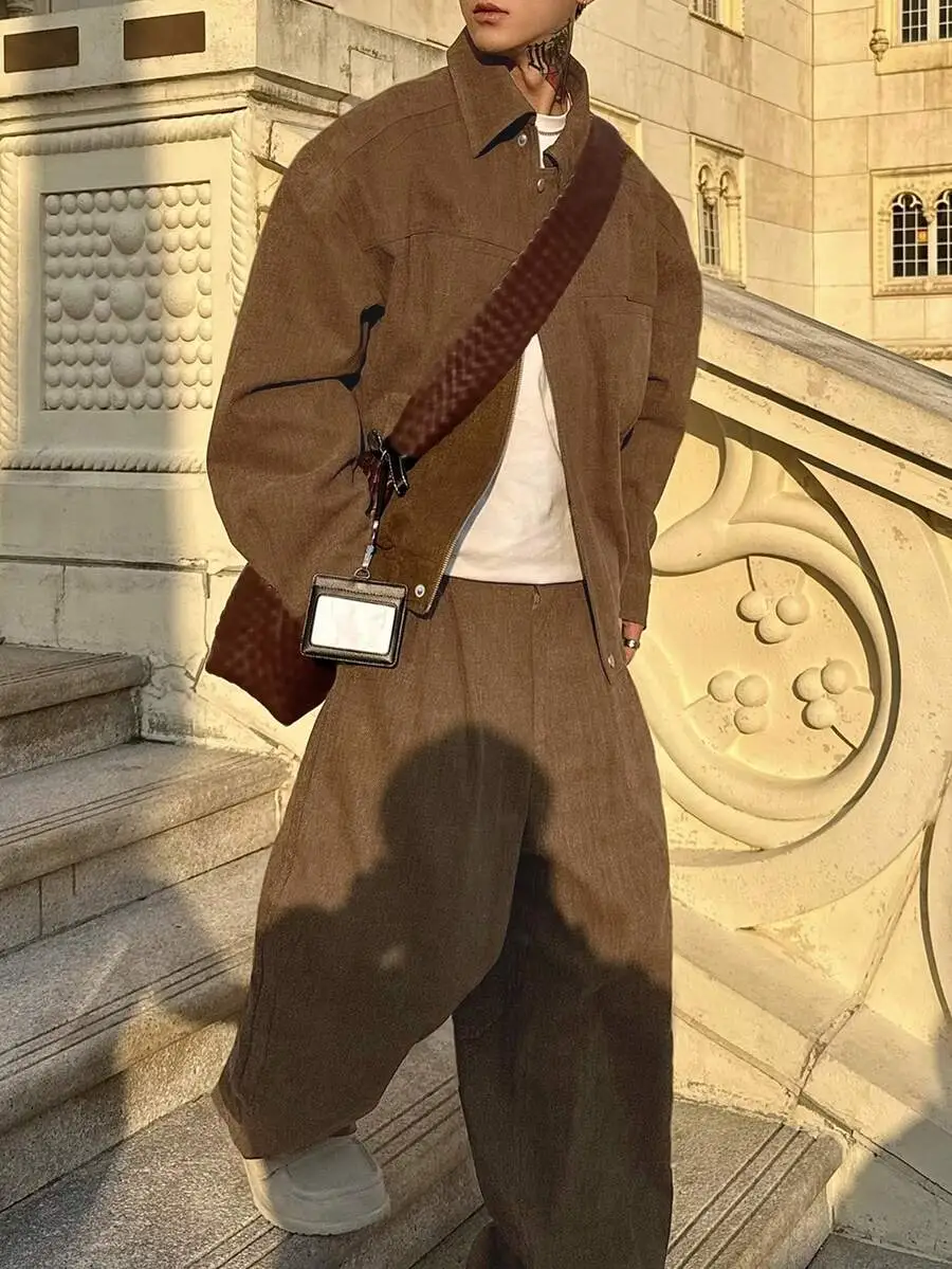 ソリッドカラー ブラウン ショートジャケット セット