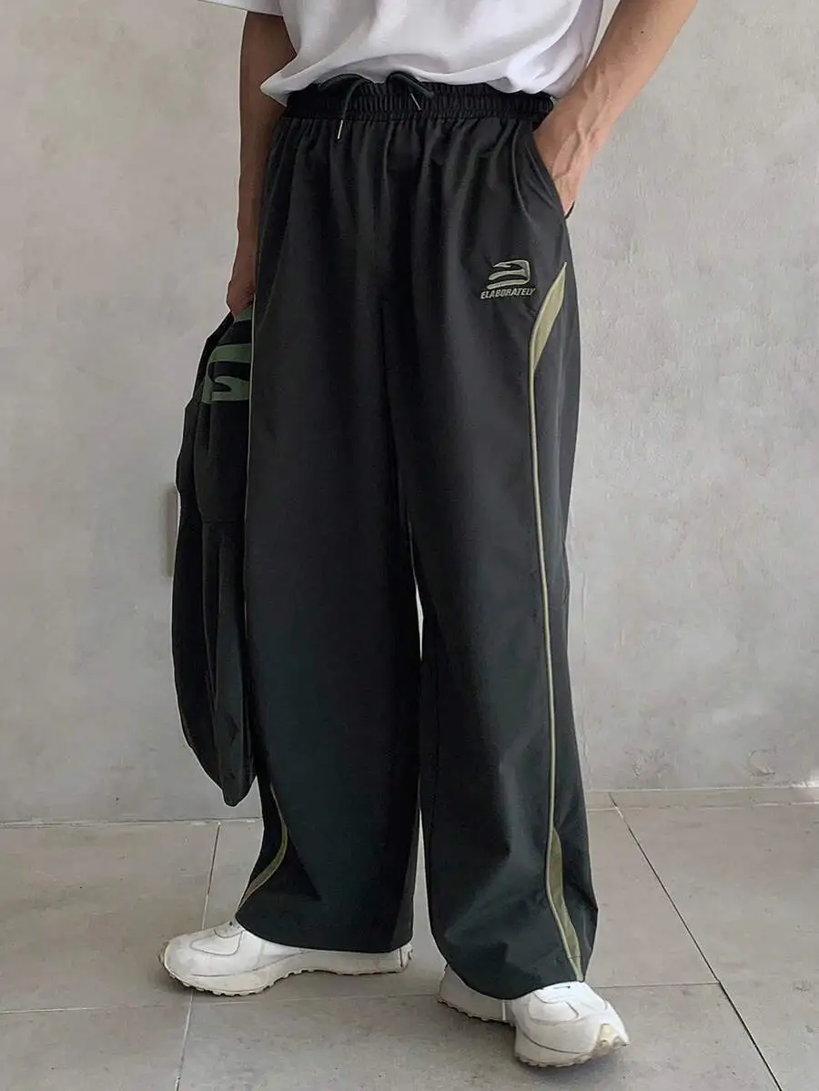 パッチワーク カラーブロック装飾 ラインとレター刺繍 ストリートウェア ジャケット セット