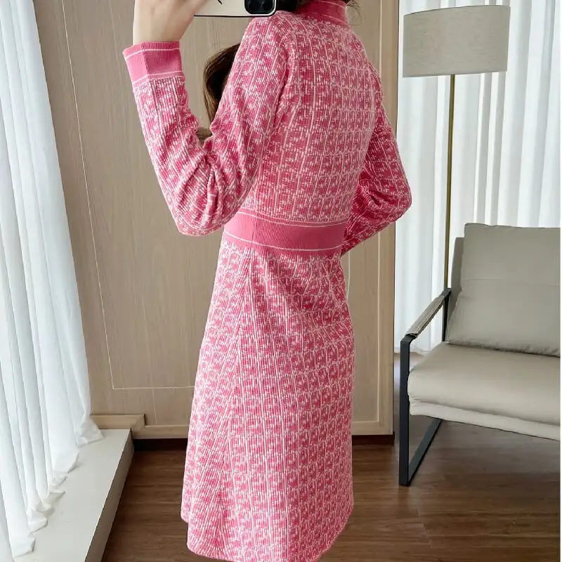 ワンピース Vネック Aライン 配色 おしゃれ ピンク