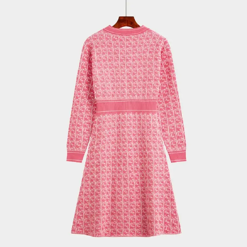 ワンピース Vネック Aライン 配色 おしゃれ ピンク