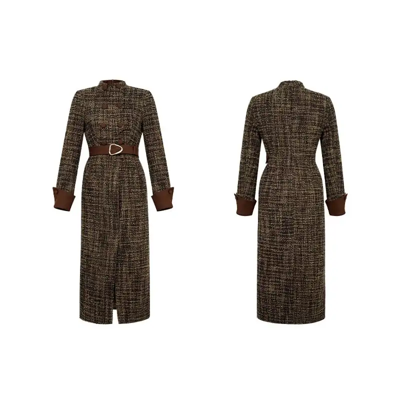ワンピース ダブルブレスト 気質満点 スリット ブラウン