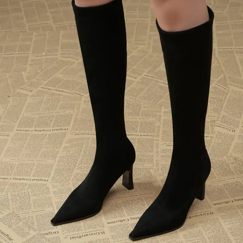 シューズ ブーツ 2色展開 ロングブーツ 快適 ブラック コーヒー色 8.5CM