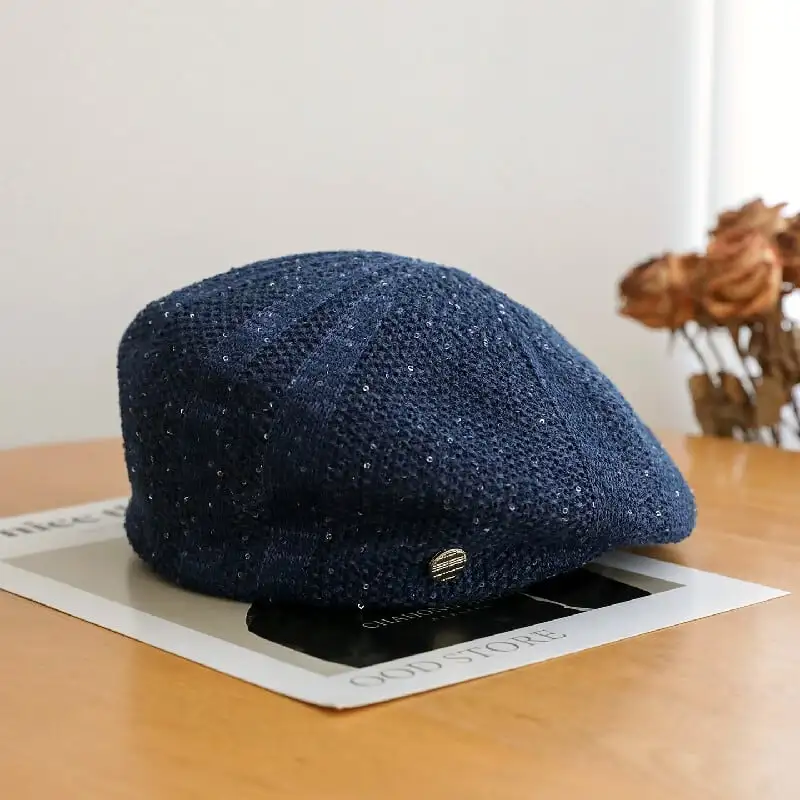 帽子 5色展開 ベレー帽 スパンコール キラキラ デート ブラック