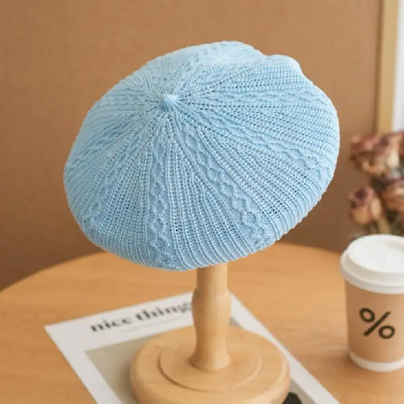 帽子 4色展開 ニットベレー 無地 ベレー帽 レッド ブラック ブルー ライトブラウン