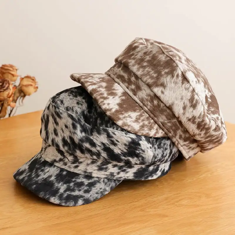 3colors 帽子 ベレー帽 ヒョウ柄 ニューボーイハット ガール