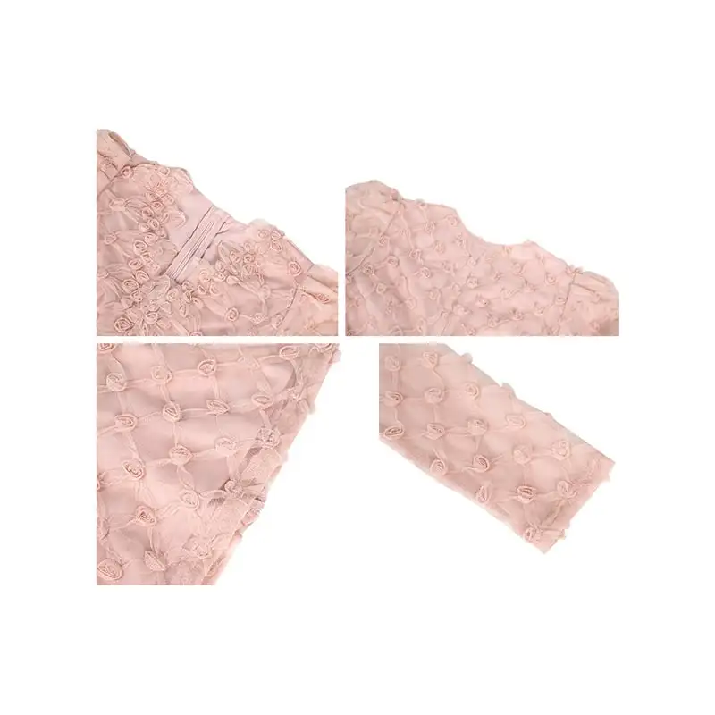 トップス 美シルエット 長袖 メッシュ ピンク