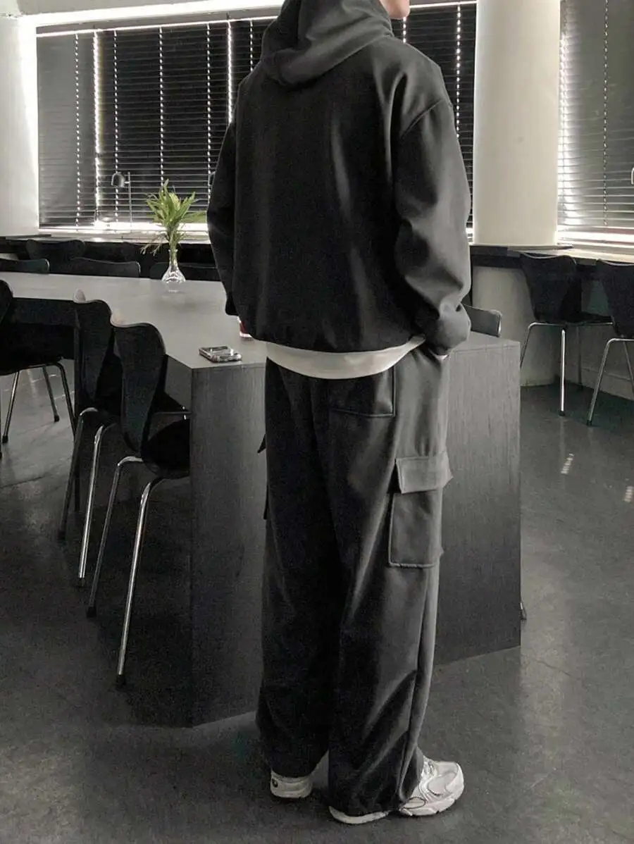メンズ カジュアル ダークグレー パーカー 上下セット